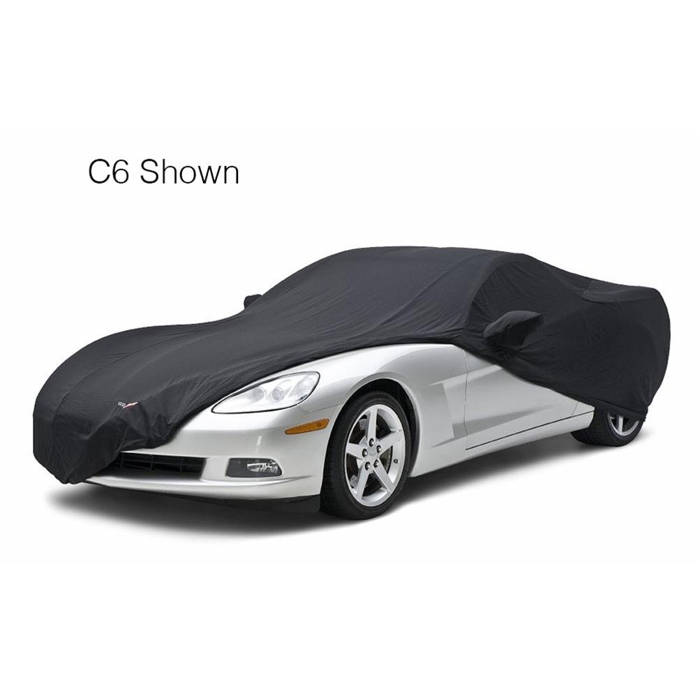 Corvette GM Car Cover Stretch Satin w/C6 Z06 logo on front & rear - Black: 2006-2013 Z06