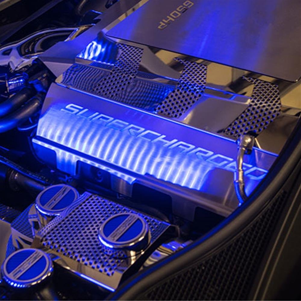 Corvette Supercharged Fuel Rail Covers - Illuminated - Stainless Steel : C7 Z06