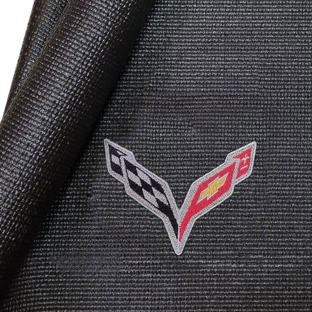 Corvette Fender Mat with C7 Crossed Flags Logo - 36" X 24" : Black