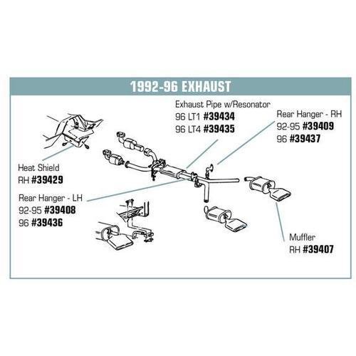 Corvette Exhaust System Straight Muffler Eliminators W/LT1 Tips: 1996