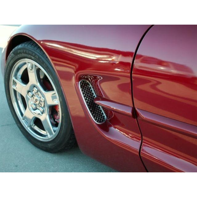 Corvette Side Fender Vent Grille (Set) - Laser Mesh Stainless Steel : 1997-2004 C5 & Z06