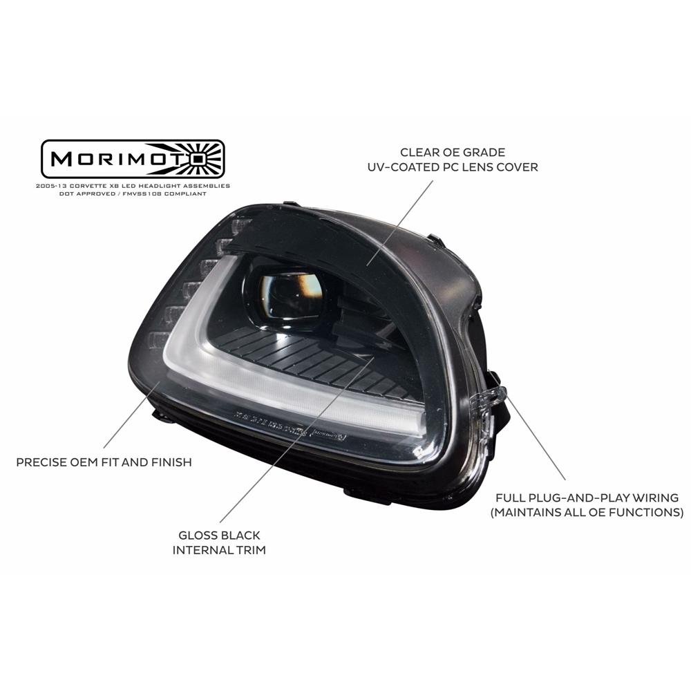 Corvette Headlight - Morimoto C7 Style Xb- Led Headlights : 2005 - 2013 C6, Z06, Grand Sport & ZR1