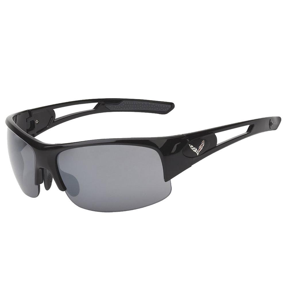 Corvette Rimless Sunglasses - Gloss Black : C7 Logo