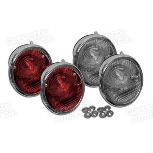 Corvette Taillights. W/Backup Lights 4 Piece Set (Trim Parts): 1963-1966