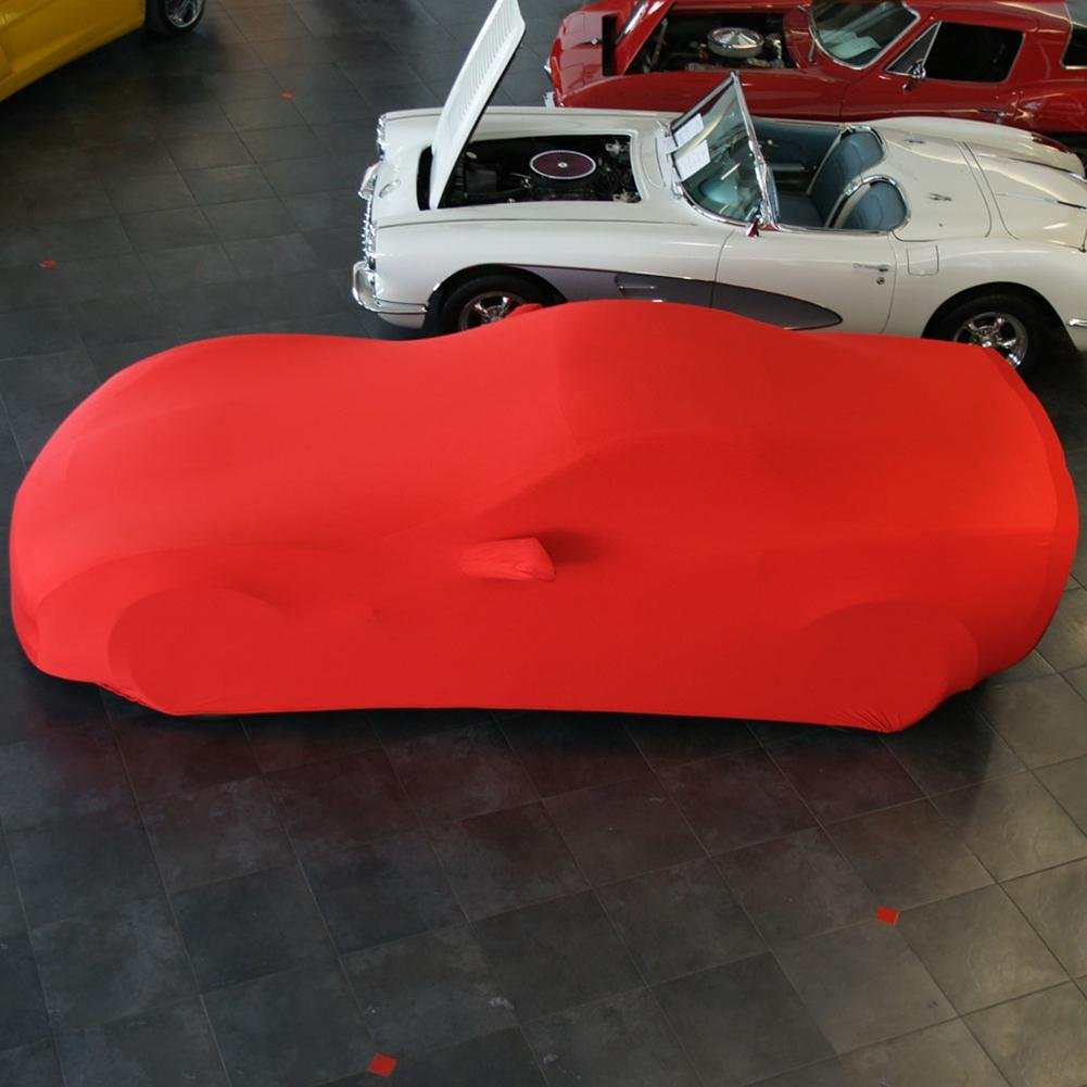 Corvette Ultraguard Stretch Satin Car Cover- Red - Indoor : 2005-2013 C6, Z06, ZR1, Grand Sport