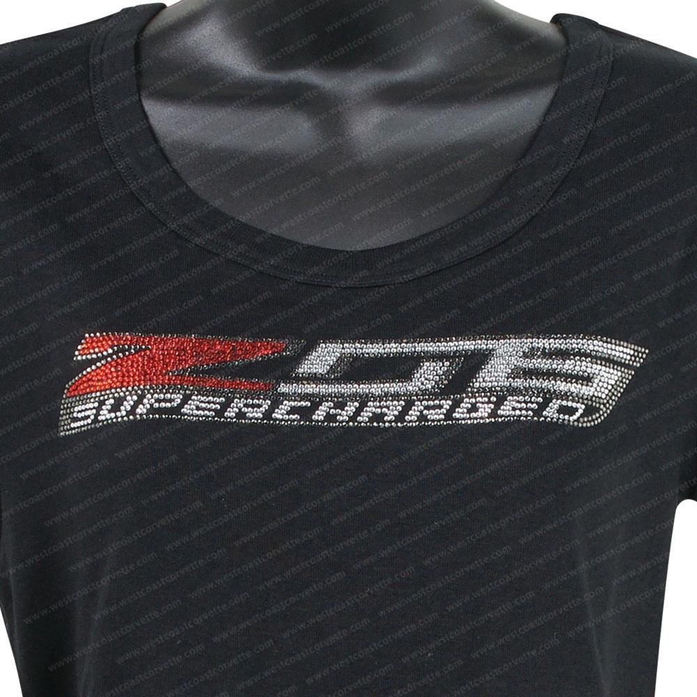 C7 Corvette Z06 Supercharged- Ladies Rhinestone Scoop Neck Tee