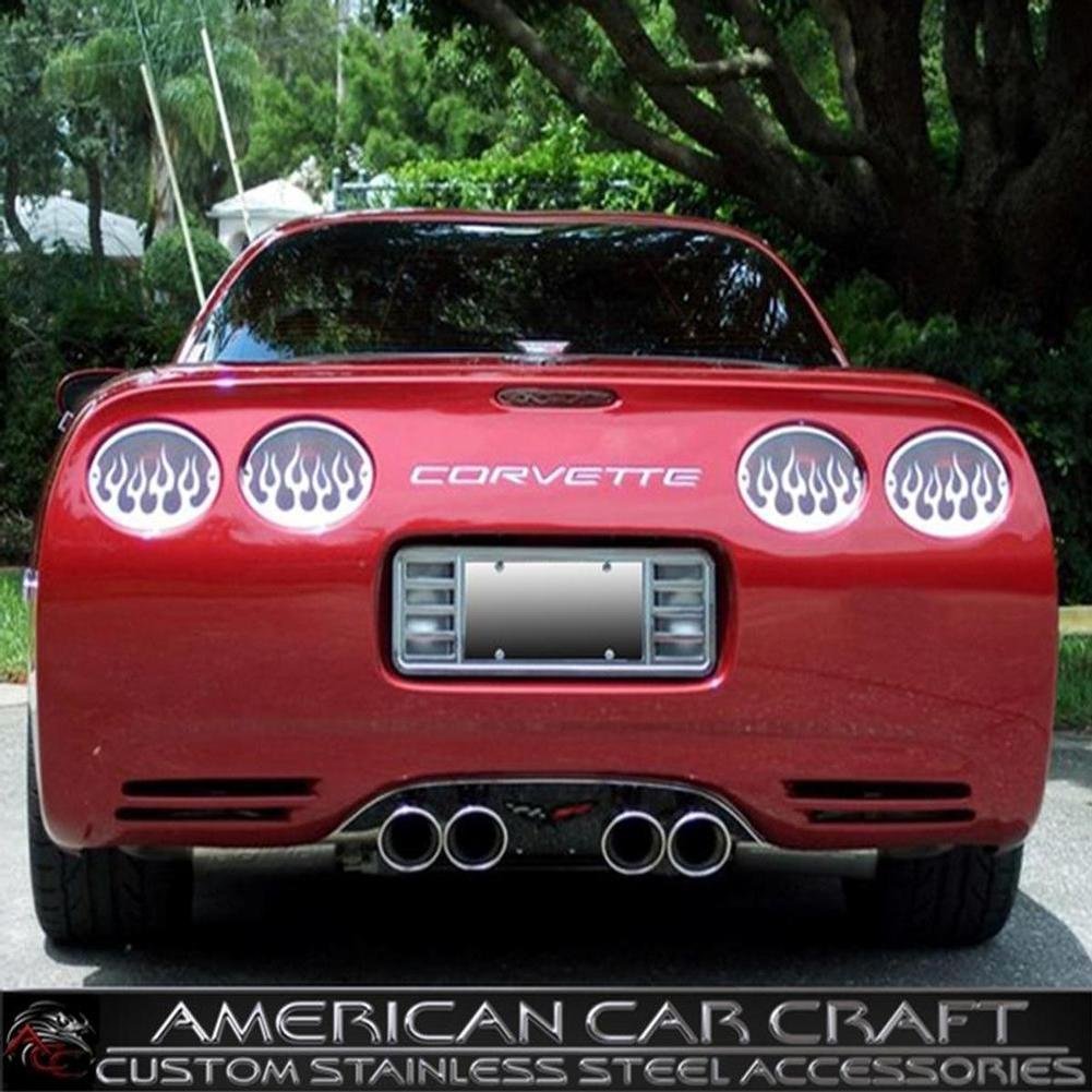 Corvette Taillight Grilles Flame Style 4 Pc. Set - Polished Stainless Steel : 1997-2004 C5 & Z06