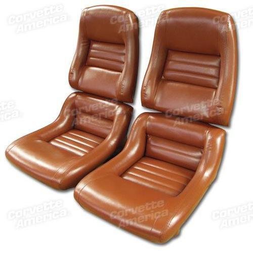 Corvette Mounted Leather Like Seat Covers. Cinnabar 2-Bolster: 1981