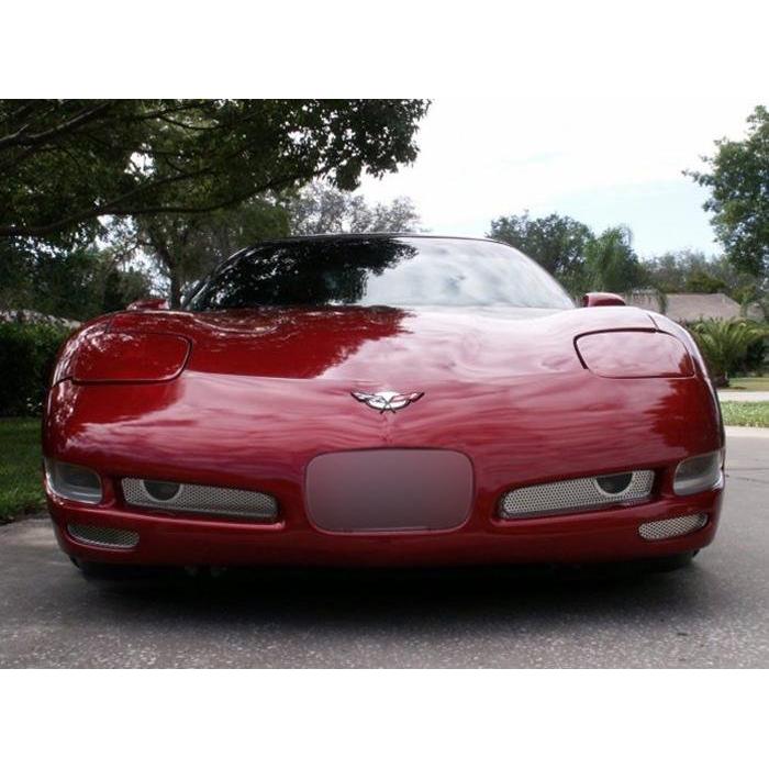 Corvette Front Fog Light Grille Set - Perforated Stainless Steel : 1997-2004 C5 & Z06
