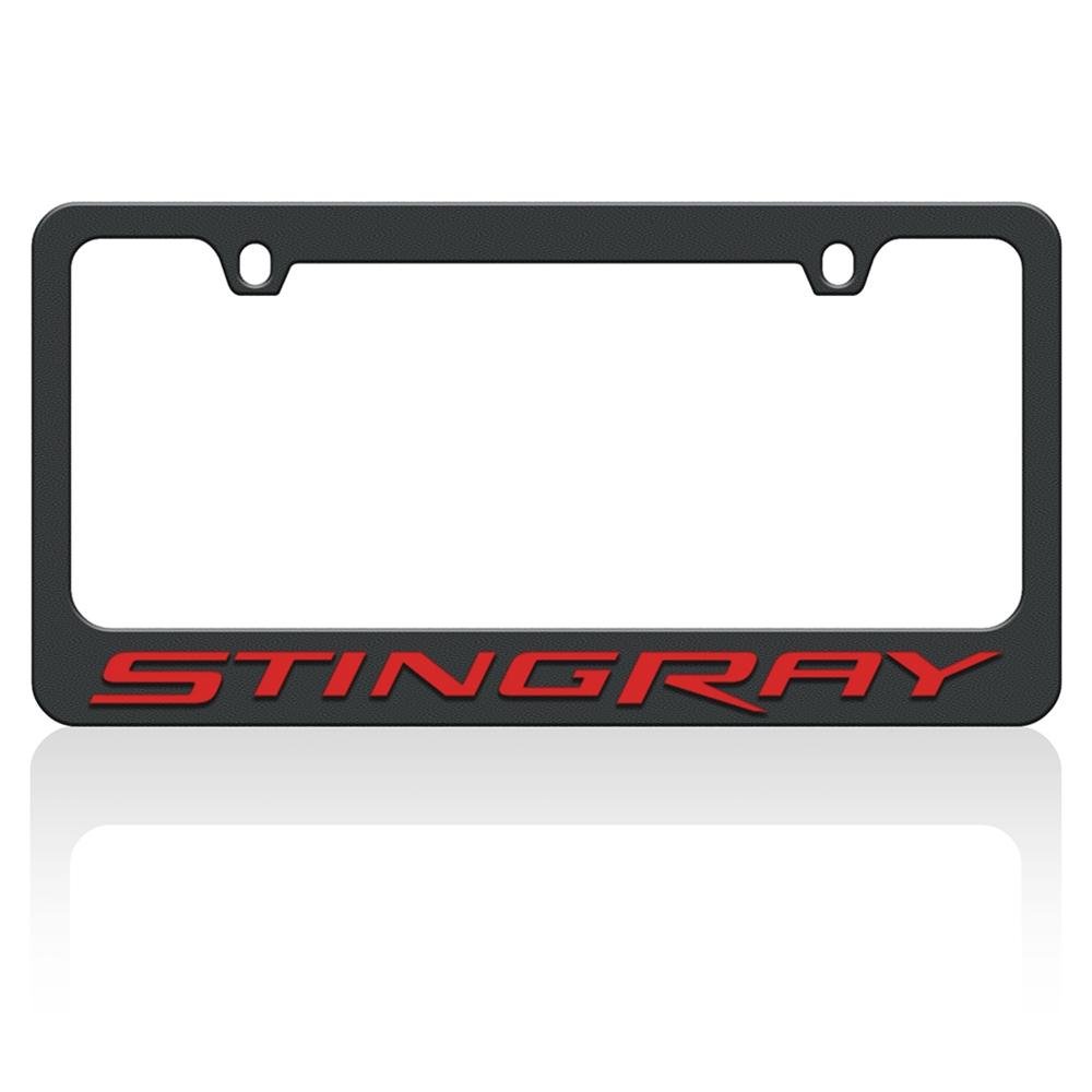 Corvette Stingray Red Script on Black License Plate Frame : C7 Stingray, Z51