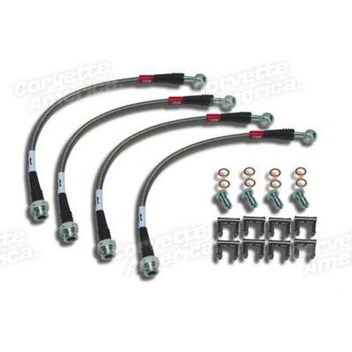 Corvette Brake Line Kit. Braided Stainless Steel: 1984-1987