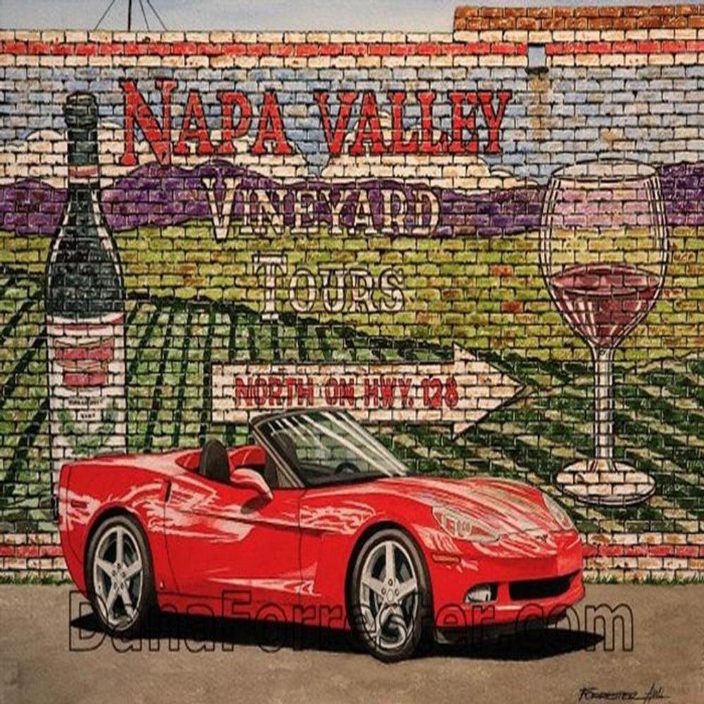 Dana Forrester Corvette Print "California Dreams" - Red C6 Convertible