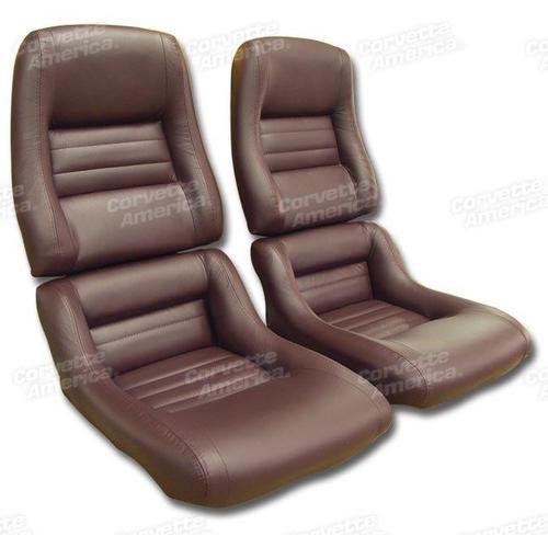Corvette Mounted Leather Seat Covers. Claret 100%-Leather 2-Bolster: 1980