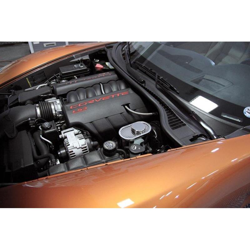 Corvette Brake Master Cylinder Cover - Perforated Stainless Steel : 2005-2008 C6 & Z06
