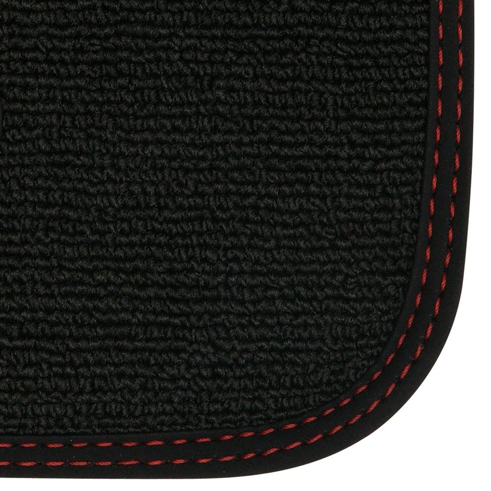 C7 Corvette Floor Mats - Black w/Stingray Logo and Colored Border Stitching: C7 Stingray