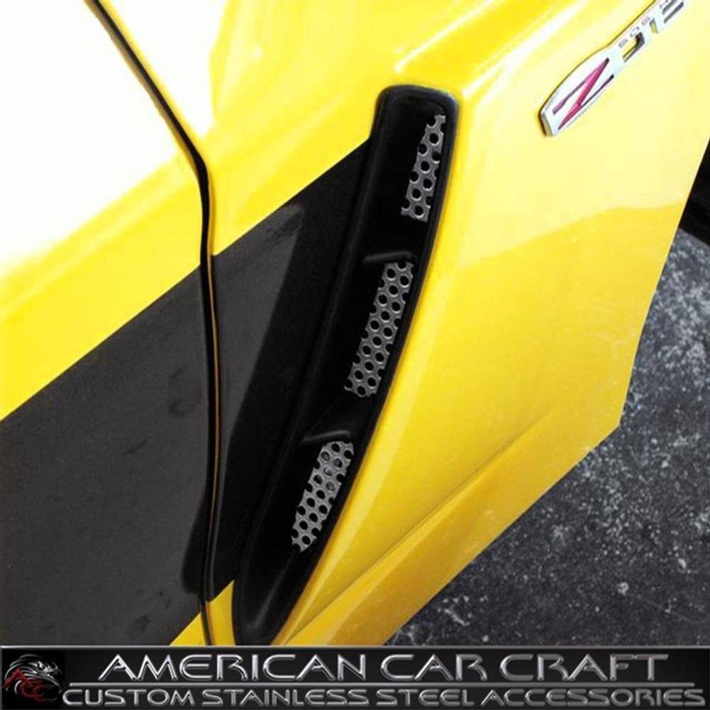 Corvette Front Fender Duct Grille Overlay - Perforated Stainless Steel : 2006-2013 Z06