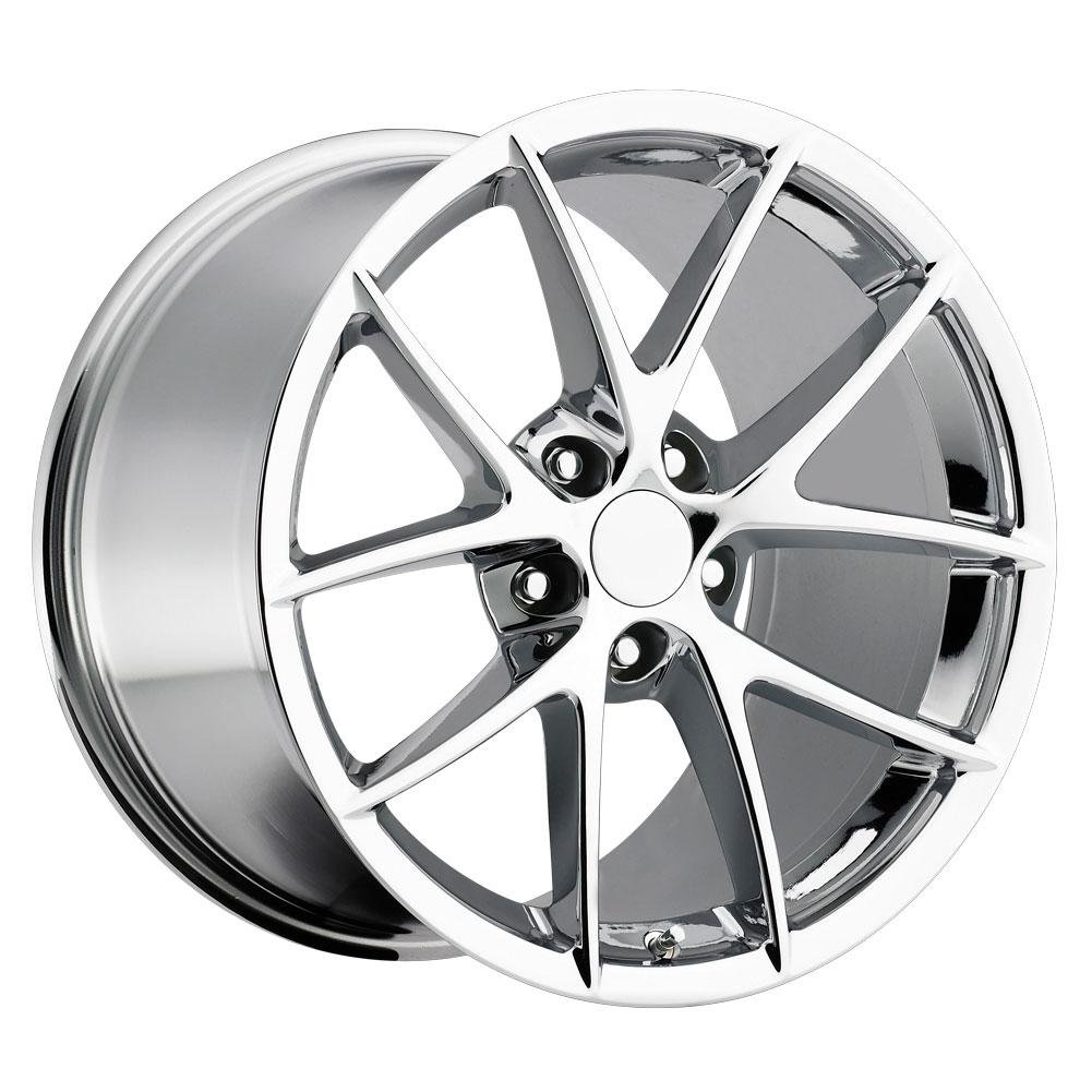 2009 C6Z06 Spyder Corvette GM Wheel Exchange (Set) : Chrome 18x9.5/19x12 : 2009-2013 Z06