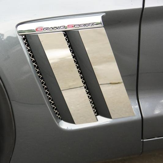 Corvette - Side Vent Grilles 6pc - Laser Mesh Stainless Steel : 2010-2012 C6 Grand Sport