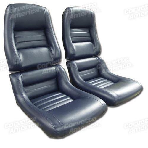 Corvette Mounted Leather Like Seat Covers. Dark Blue 2-Bolster: 1979-1981