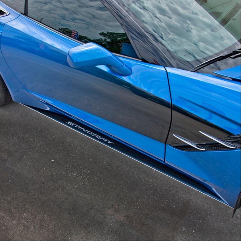 Corvette Side Skirts Stainless Steel w/Carbon Fiber w/Stingray Script : C7 Stingray