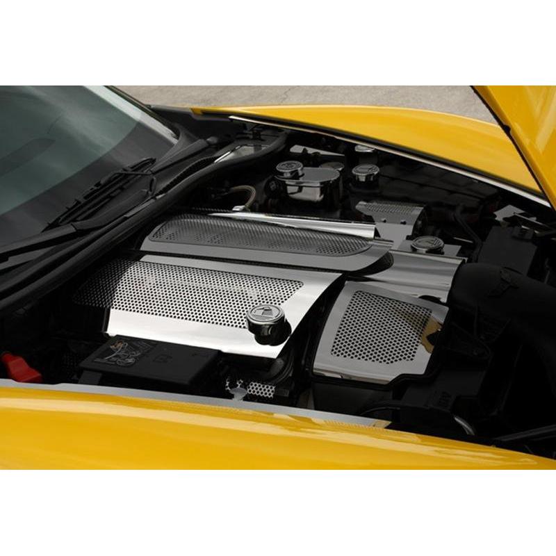 Corvette Fuel Rail Covers - Perforated Stainless Steel : 2008-2013 C6 LS3