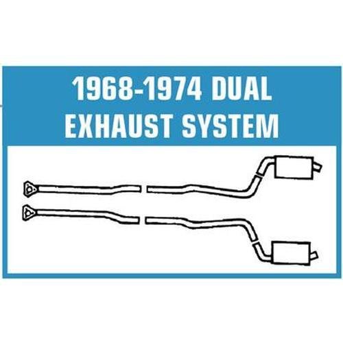 Corvette Exhaust System. 350 4 Speed 2 Inch - Round Mufflers: 1974