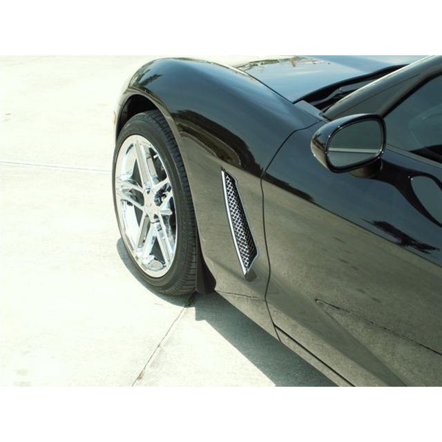 Corvette Side Grilles (Set) - Laser Mesh Stainless Steel : 2005-2013 C6