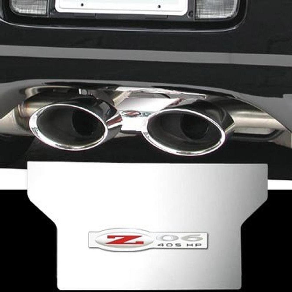 Corvette Exhaust Plate - Polished Stainless Steel with Z06 405HP Logo : 1997-2004 C5 & Z06
