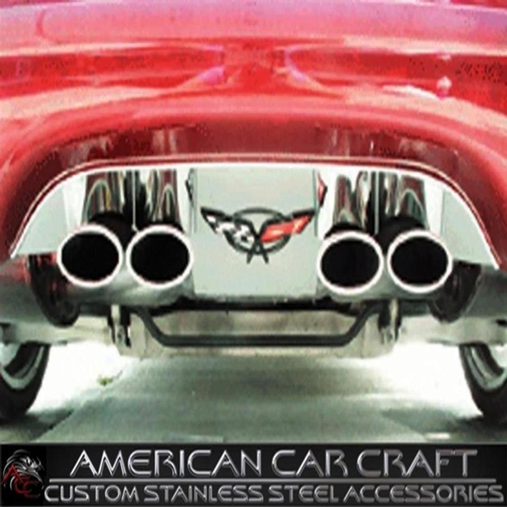 Corvette Exhaust Port Filler Panel - Polished Stainless Steel with C5 Emblem : 1997-2004 C5