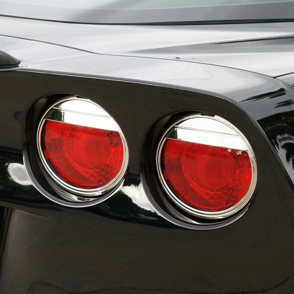 Corvette - "Attitude" Taillight Bezels - Billet Chrome 4 Pc. Set : 2005-2013 C6, Z06, ZR1, Grand Sport