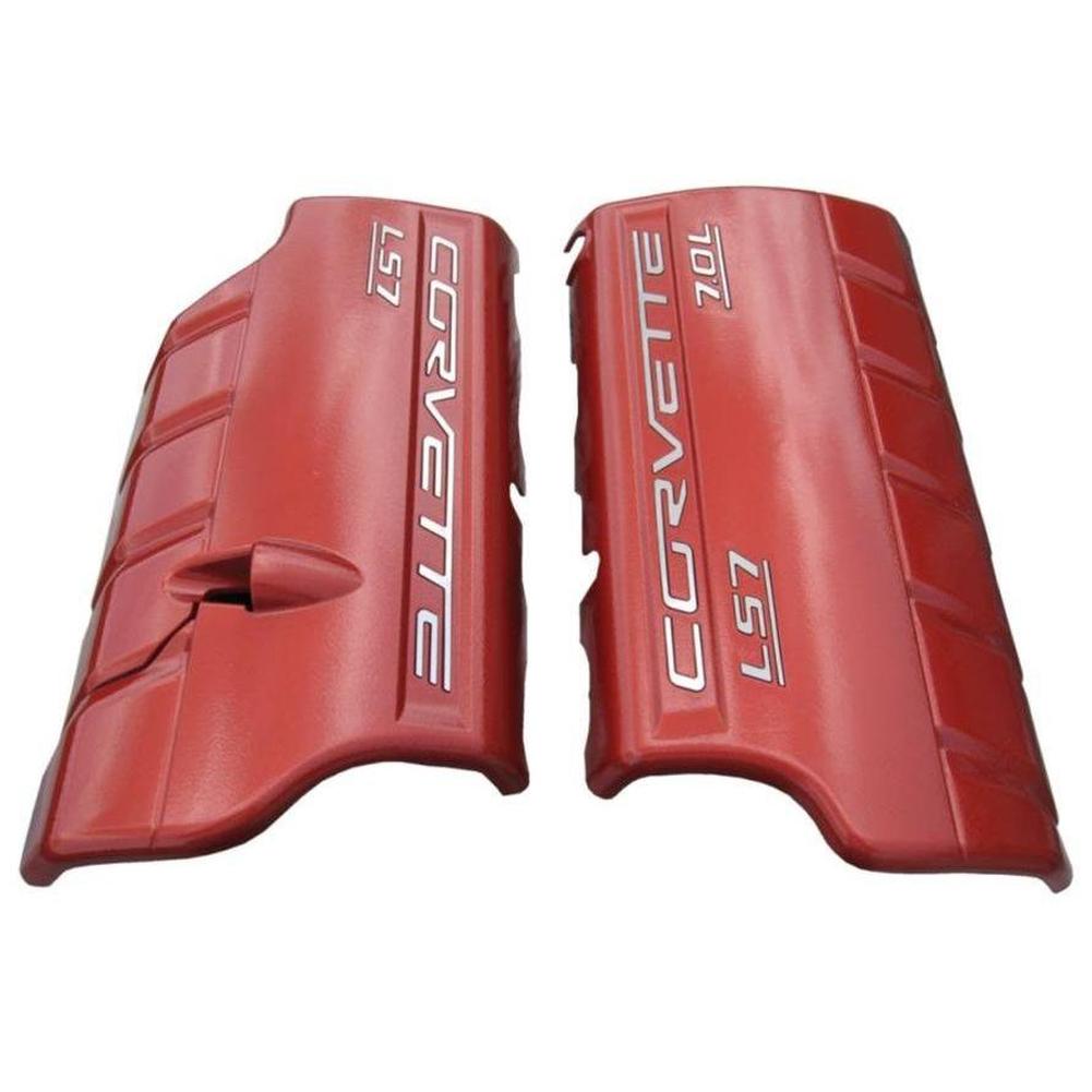 Corvette Fuel Rail Covers - 6 Speed Manual/Dry Sump - Custom Painted with Colored Lettering : 2008-2013 C6 LS3 Grand Sport