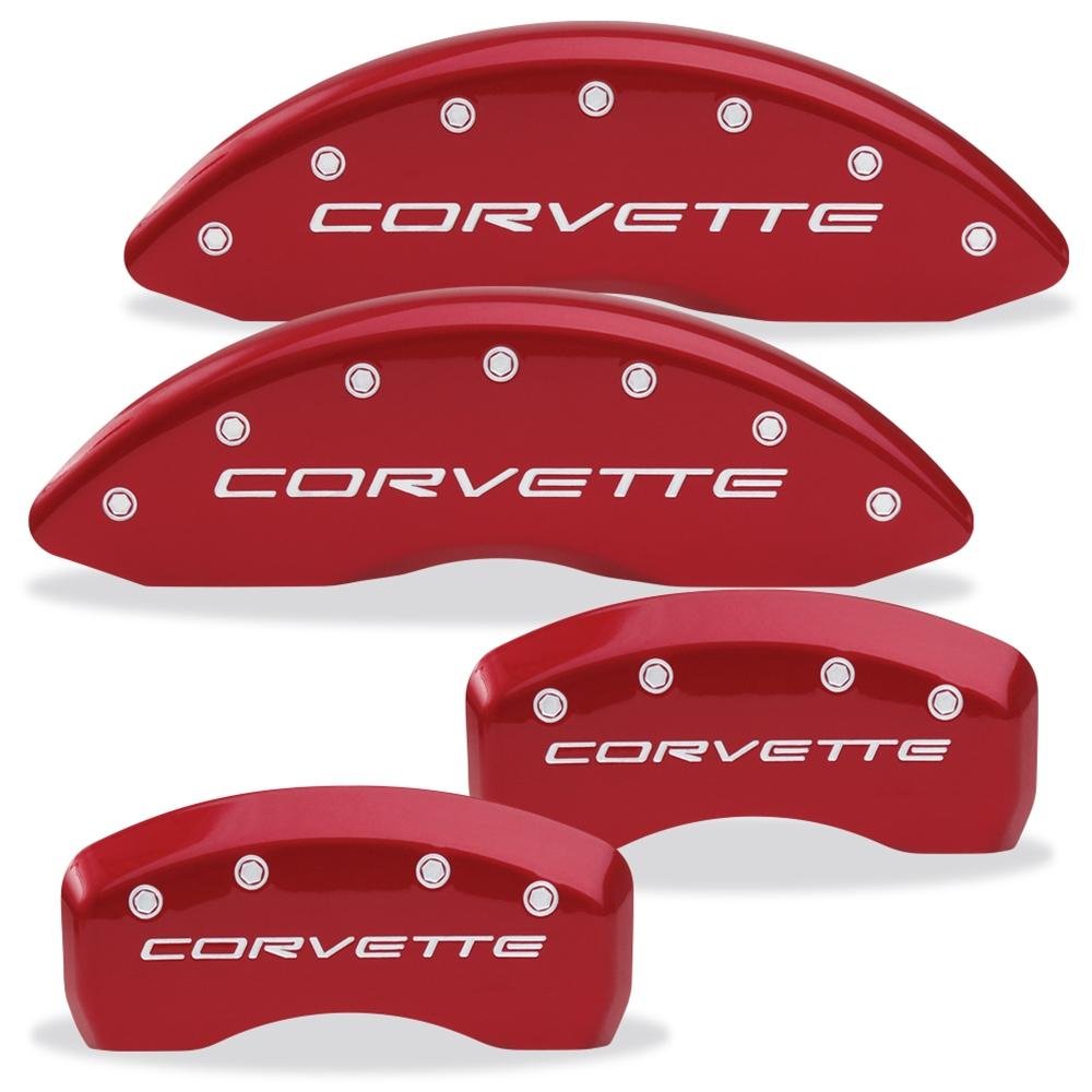 Corvette Brake Caliper Cover Set (4) - Body Color Matched with Silver Bolts and Script : 2005-2013 C6 only