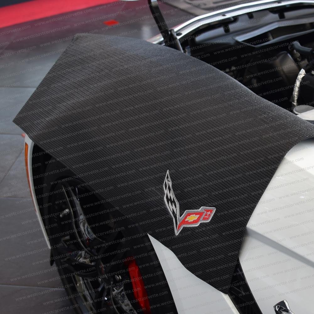Corvette Fender Mat with C7 Crossed Flags Logo - 36" X 24" : Black