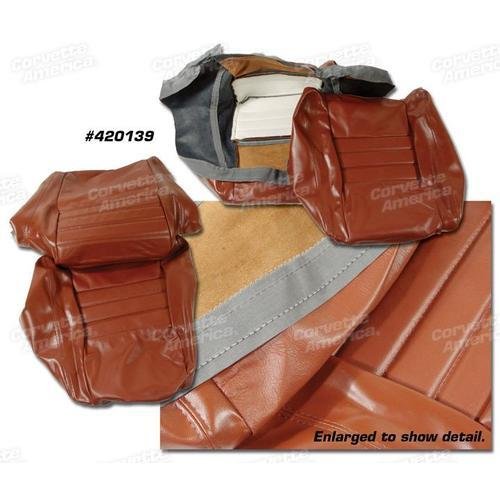 Corvette Leather Seat Covers. Cinnabar Leather/Vinyl Original 4-Bolster: 1981