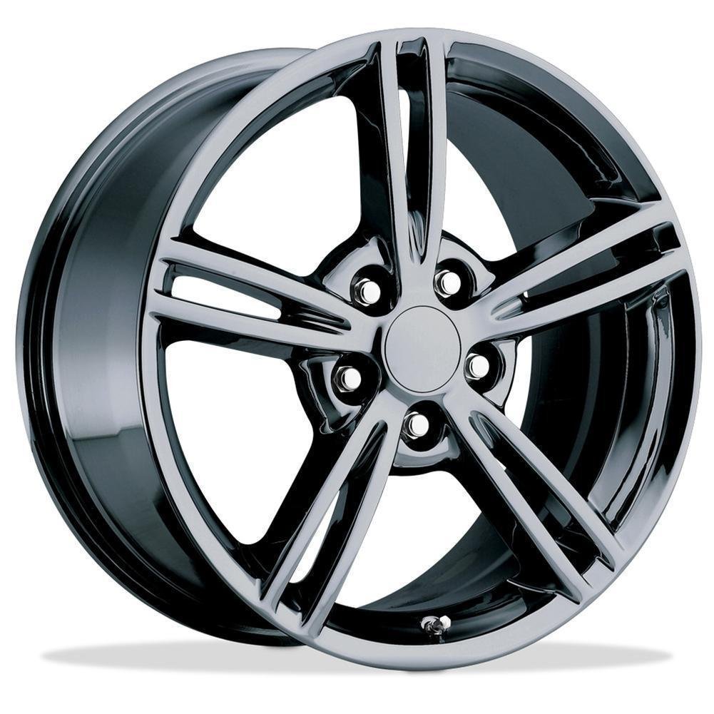 2008 Split Spoke Corvette GM Wheel Exchange (Set) : Black Chrome 18x8.5/19x10 : 2005-2013 C6