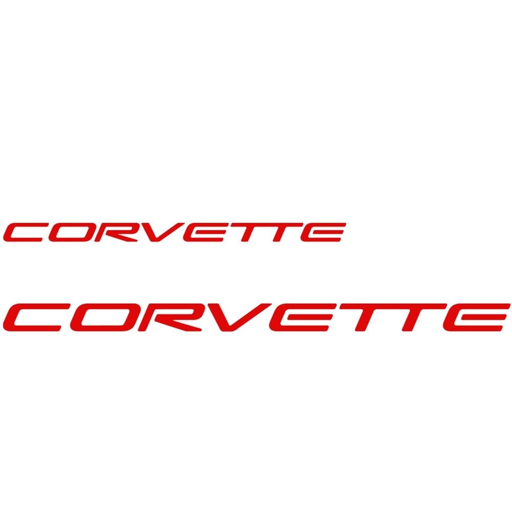 Corvette Reflective Vinyl Decals Front & Rear - Red - 2 Pc. Set : 1997-2004 C5