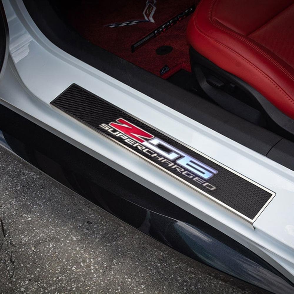 Corvette LED Illuminated Replacement Door Sill : C7 Z06 Supercharged