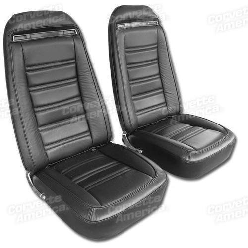 Corvette Leather Seat Covers. Black 100%-Leather: 1975