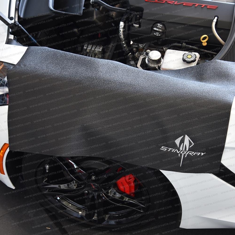 Corvette Fender Mat with C7 Stingray Logo - 36" X 24" : Black