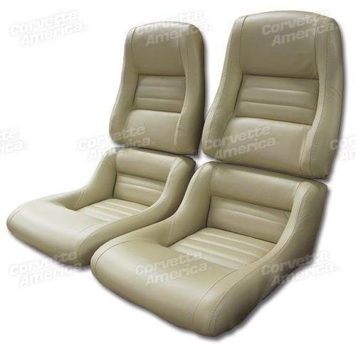 Corvette Mounted Leather Seat Covers. Doeskin 100%-Leather 2-Bolster: 1979-1980