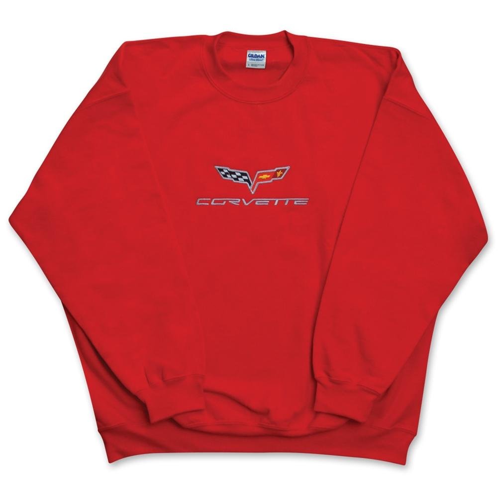 Corvette Sweatshirt - Fleece Embroidered C6 - Red
