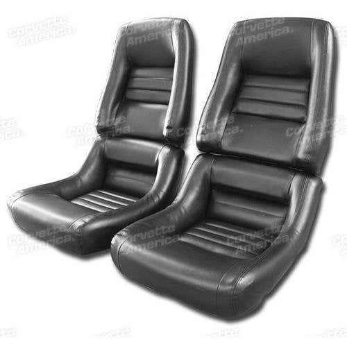 Corvette Mounted Leather Like Seat Covers. Black 4-Bolster: 1979-1981