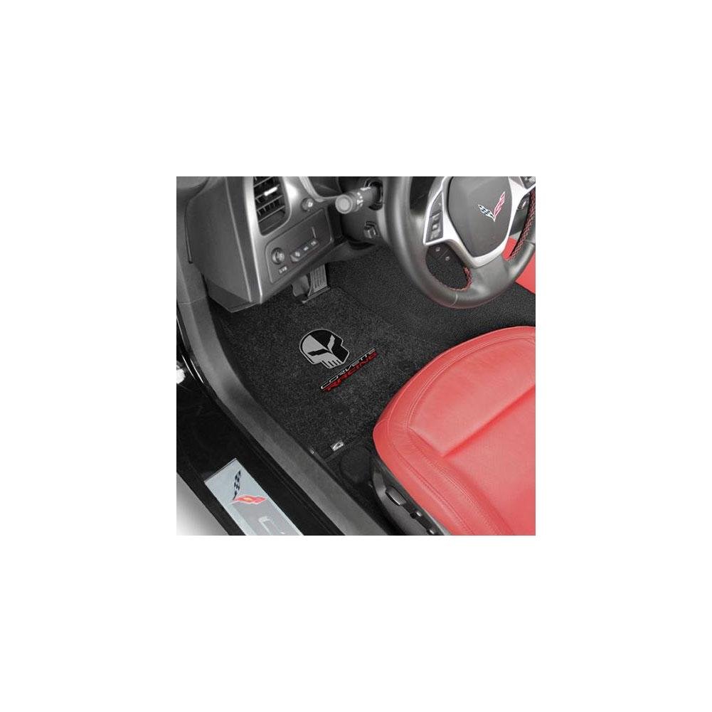 Corvette Floor Mats with Corvette Racing Script and Jake Skull Logo - Lloyds Mats : C7 Stingray, Z51, Z06, Grand Sport