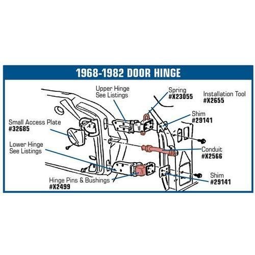 Corvette Door Hinge. Upper RH Reconditioned 69E: 1968-1969