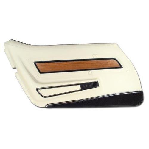 Corvette Door Panel. White Deluxe With Black Carpet With Teak Insert LH: 1976