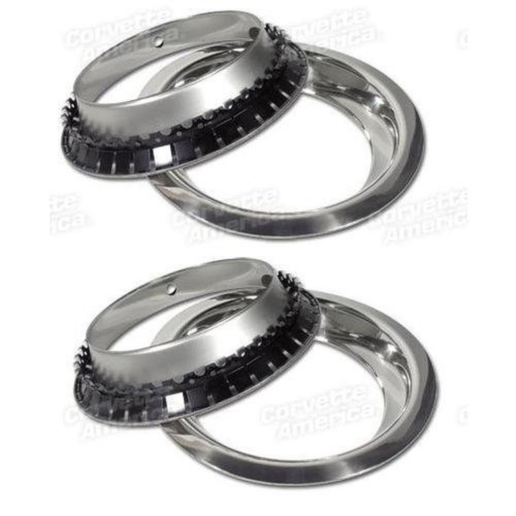 Corvette Trim Rings. Stainless Steel 4 Piece Set 8- Rim: 1968-1982