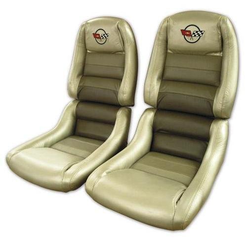 Corvette Embroidered Leather Seat Covers. Collector 100%-Lthr 2-Bolster: 1982