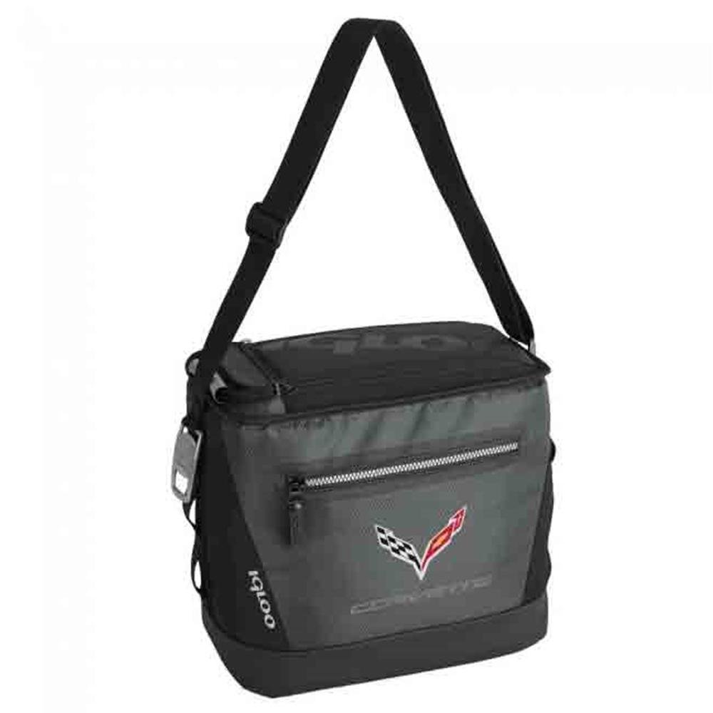 Corvette Igloo Deluxe 24-Can Cooler with Cross Flags Logo : C7 Stingray
