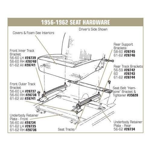 Corvette Seat Tracks - Driver Side: 1961-1962