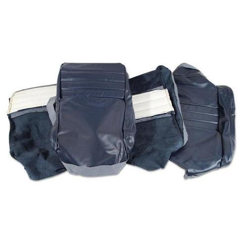 Corvette Leather Seat Covers. Dark Blue 100%-Leather 4-Bolster: 1979-1981